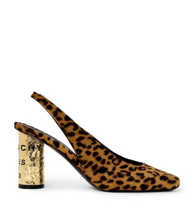 Givenchy Calf Hair Leopard Print Tape Slingback Pumps 85 In Brown