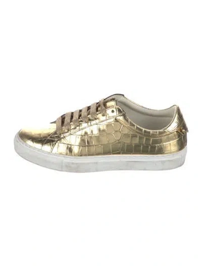 Pre-owned Givenchy Calf Leather Animal Print Sneakers In Gold