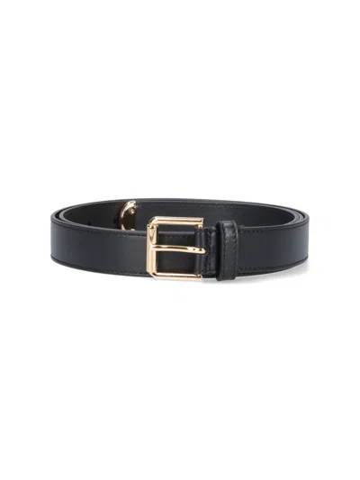 Givenchy Calf Leather Belt With Brass Jewelry Hardware In Black