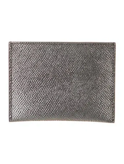 Pre-owned Givenchy Calf Leather Card Holder In Silver