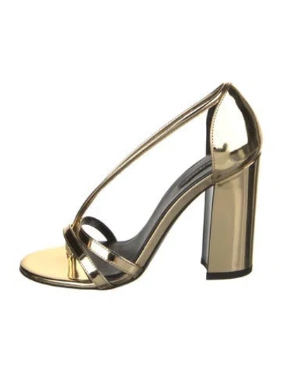 Pre-owned Givenchy Calf Leather Slingback Sandals In Gold
