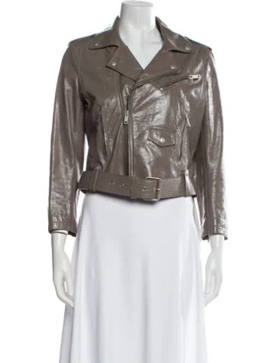 Pre-owned Givenchy Calfskin Biker Jacket In Brown