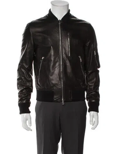 Pre-owned Givenchy Calfskin Bomber Jacket In Black