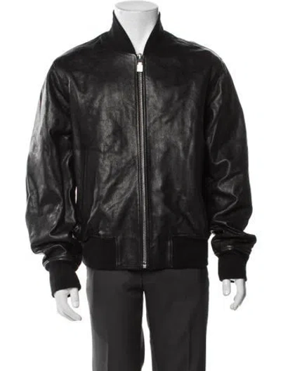 Pre-owned Givenchy Calfskin Bomber Jacket In Black