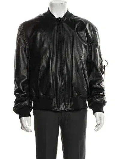 Pre-owned Givenchy Calfskin Bomber Jacket In Black