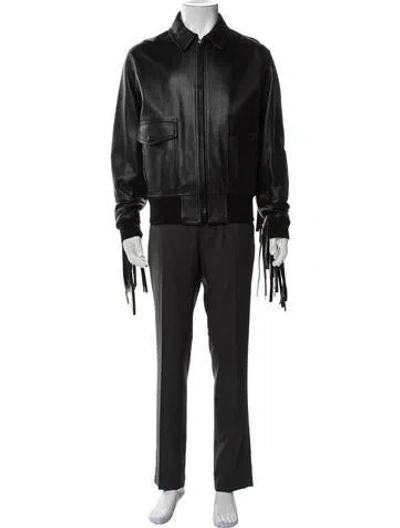 Pre-owned Givenchy Calfskin Bomber Jacket In Black
