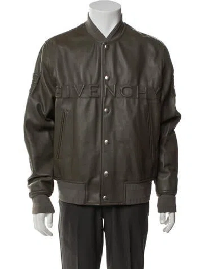 Pre-owned Givenchy Calfskin Bomber Jacket In Grey