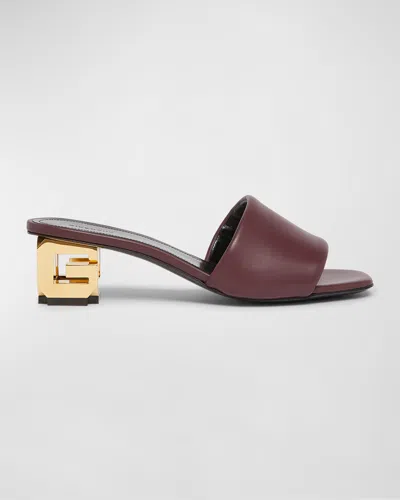 Givenchy Calfskin G Cube-heel Mule Sandals In Oxbloodred