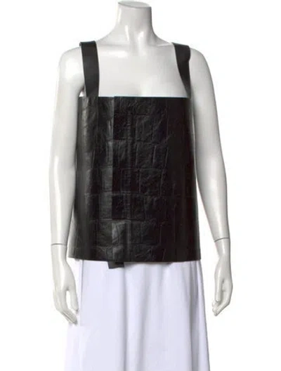 Pre-owned Givenchy Calfskin Graphic Print Top In Black