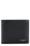 Givenchy Black Bi-fold Wallet With Logo Lettering On The Front In Grained Leather Man In Black