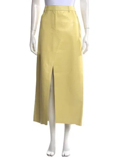 Pre-owned Givenchy Calfskin Long Skirt W/ Tags In Yellow