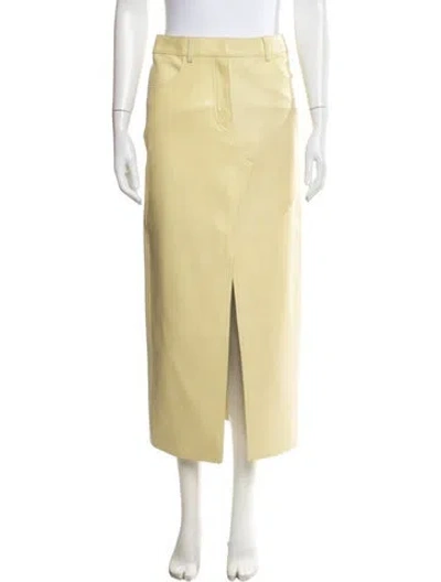 Pre-owned Givenchy Calfskin Long Skirt In Yellow