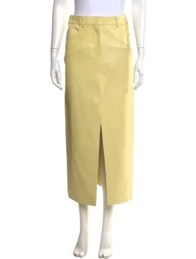 Pre-owned Givenchy Calfskin Long Skirt In Yellow