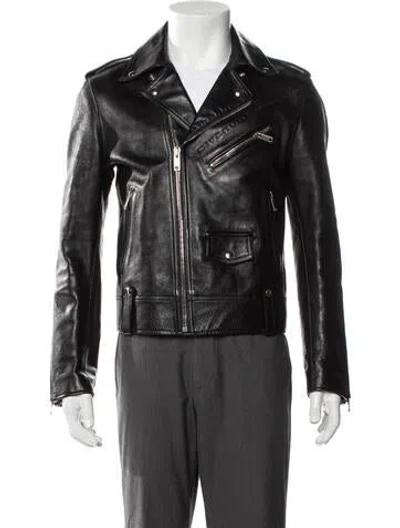 Pre-owned Givenchy Calfskin Moto Jacket In Black