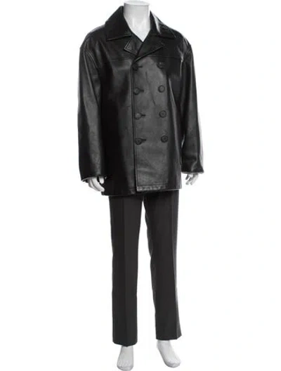 Pre-owned Givenchy Calfskin Peacoat In Black