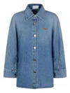 Givenchy Cocoon Collared Neck Denim Shirt In Blue