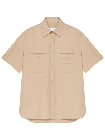 Givenchy Couture Seam Cotton Shirt With Paris Patch Clothing In Brown