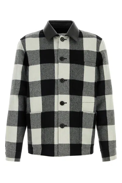 Givenchy Wool Shirt Jacket Collared Neck Check In Black