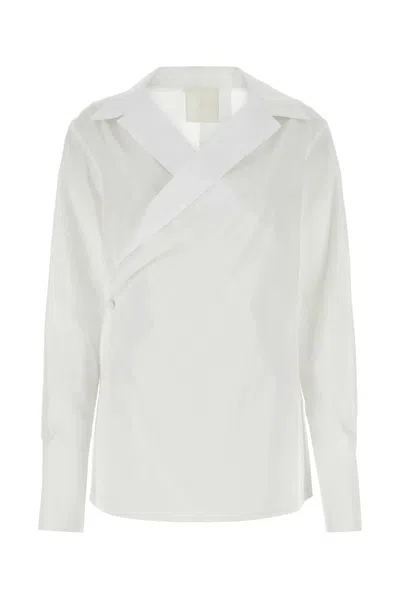Givenchy Wrap Collar Poplin Shirt In White