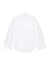 Givenchy Bow Neck Cotton-poplin Button-down Shirt In Blanco