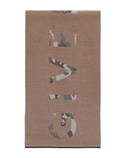 Givenchy Camouflage Logo Scarf Man Scarf Multicolored Size - Wool, Virgin Wool In Beige