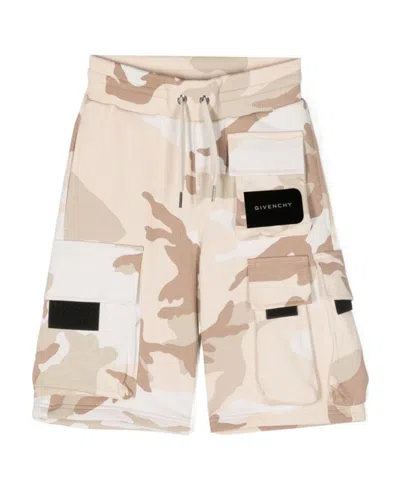 Givenchy Teen Boys Beige Camouflage Utility Shorts