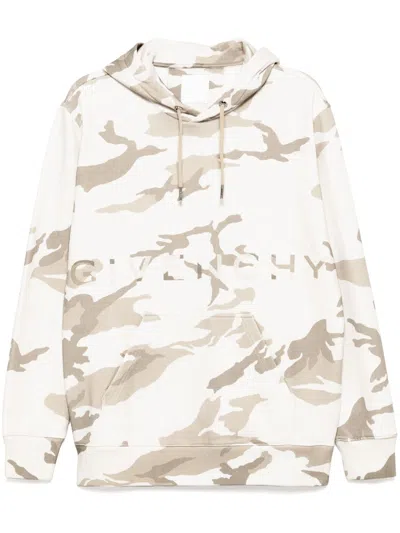 Givenchy Camouflage-pattern Logo-printed Hoodies In Neutrals