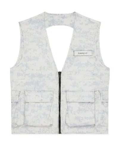 Givenchy Camouflage Pattern V Collar Work Sleeveless Vest In White