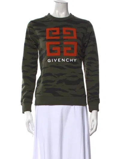 Pre-owned Givenchy Camouflage Print Crew Neck Sweater In Green