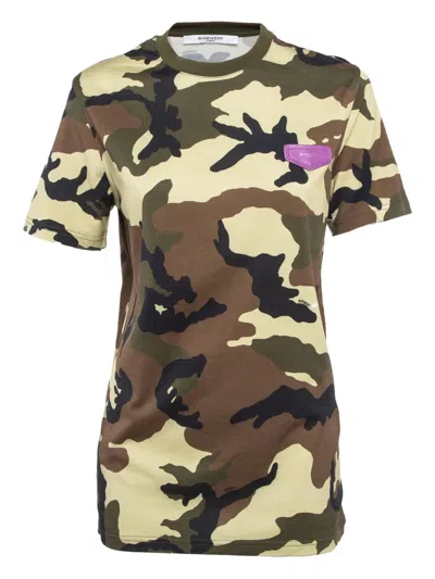 Pre-owned Givenchy Camouflage-print Logo-patch T-shirt