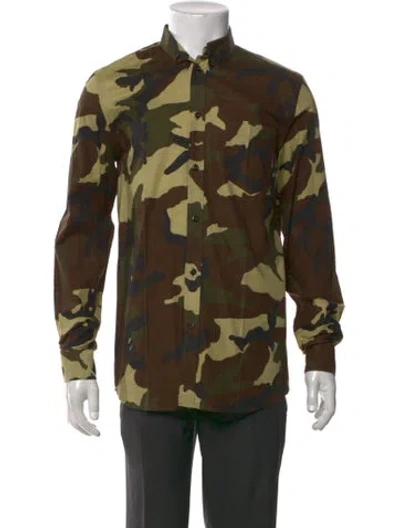 Pre-owned Givenchy Camouflage Print Long Sleeve Shirt In Brown