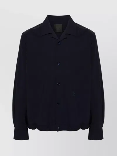 Givenchy Camp Collar Wool Blend Shirt In Blue