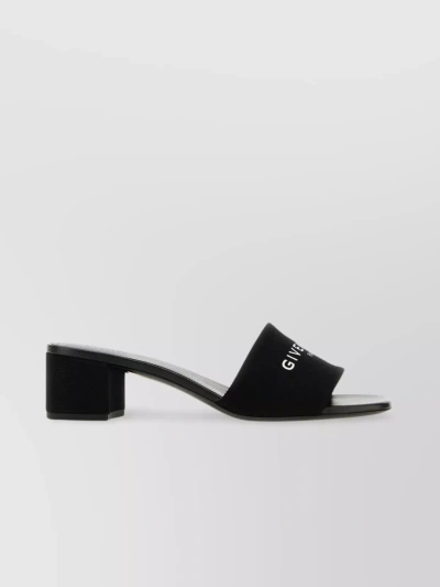 GIVENCHY CANVAS 4G MULES WITH SQUARE TOE AND THICK BLOCK HEEL