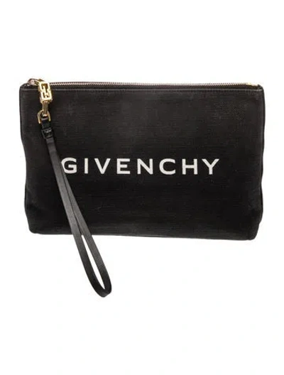 Pre-owned Givenchy Canvas Clutch In Black