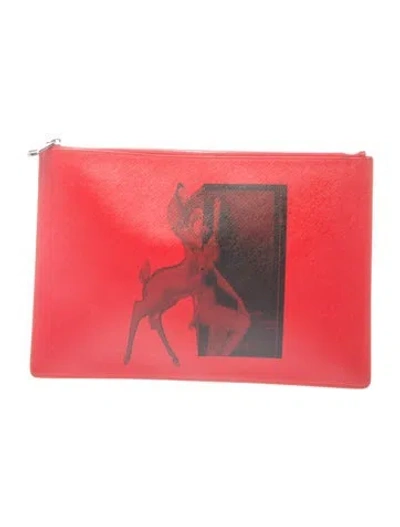 Pre-owned Givenchy Canvas Clutch In Red