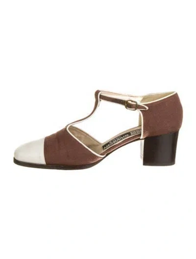 Pre-owned Givenchy Canvas Colorblock Pattern T-strap Pumps In Multi