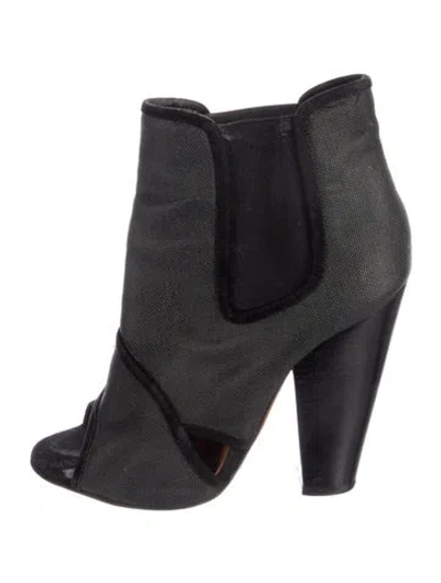 Pre-owned Givenchy Canvas Cutout Accent Chelsea Boots In Black