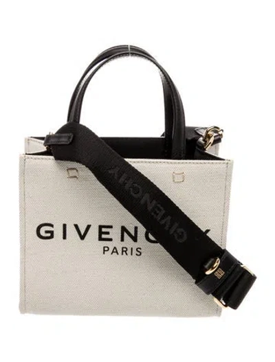Pre-owned Givenchy Canvas G Shopping Tote Mini In Neutrals