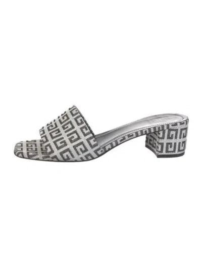 Pre-owned Givenchy Canvas Graphic Print Slides In Black/white