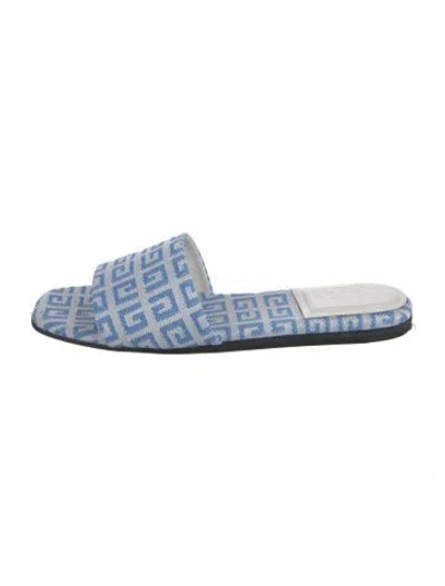 Pre-owned Givenchy Canvas Graphic Print Slides In Blue