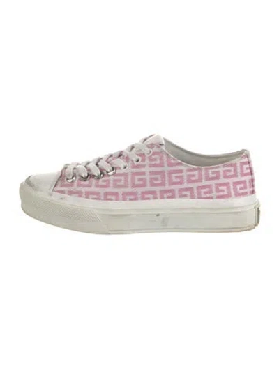 Pre-owned Givenchy Canvas Graphic Print Sneakers In Pink