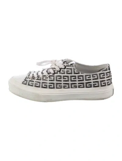 Pre-owned Givenchy Canvas Graphic Print Sneakers In White