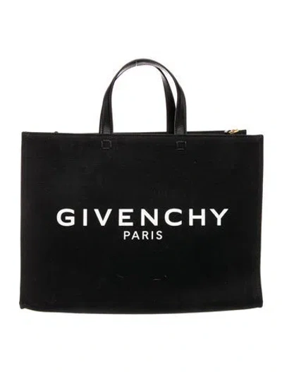 Pre-owned Givenchy Canvas G-tote Bag Medium In Black
