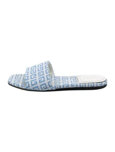 Pre-owned Givenchy Canvas Patterned Slides In Blue