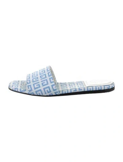 Pre-owned Givenchy Canvas Printed Slides In Blue