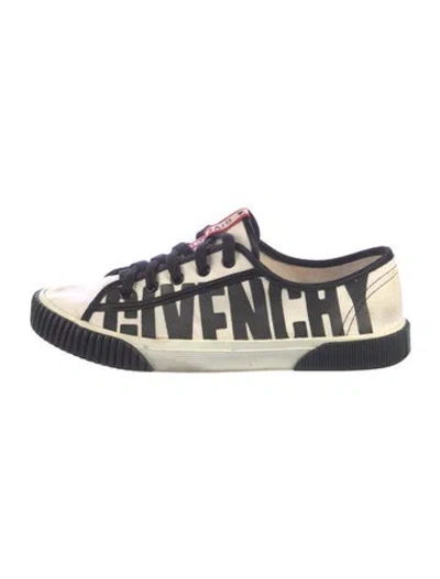 Pre-owned Givenchy Canvas Printed Sneakers In Black/white
