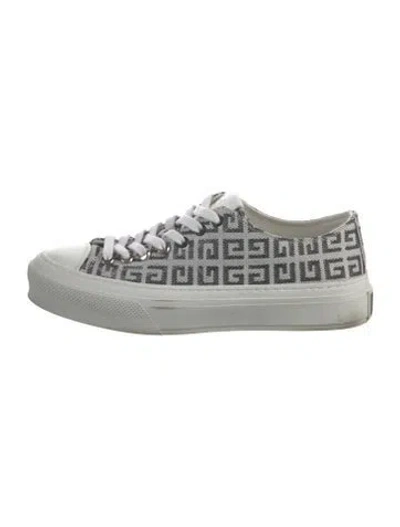 Pre-owned Givenchy Canvas Printed Sneakers In White