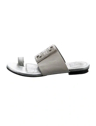Pre-owned Givenchy Canvas Slides In Metallic/white