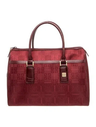 Pre-owned Givenchy Canvas Top Handle Bag In Burgundy