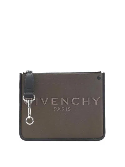 Givenchy Canvas Zipped Pouch In Taupe